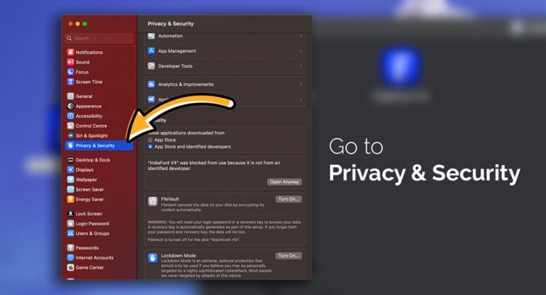 Go to Privacy & Security